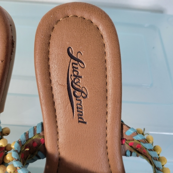 Womens Lucky Brand Beaded Flip Flop Sandal Leather Size 7 - Picture 2 of 7